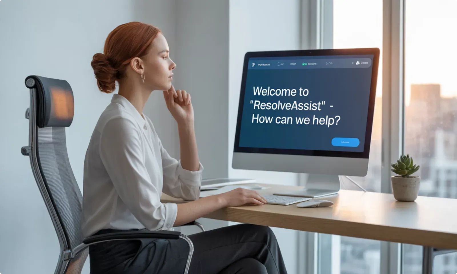 A customer reading a self-service help center on a desktop screen