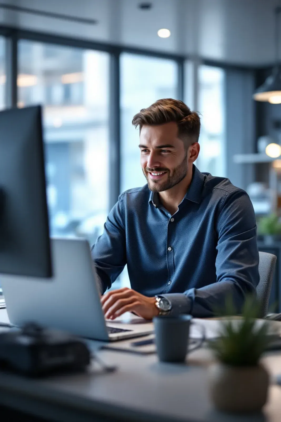 A business owner managing recovered leads on a laptop