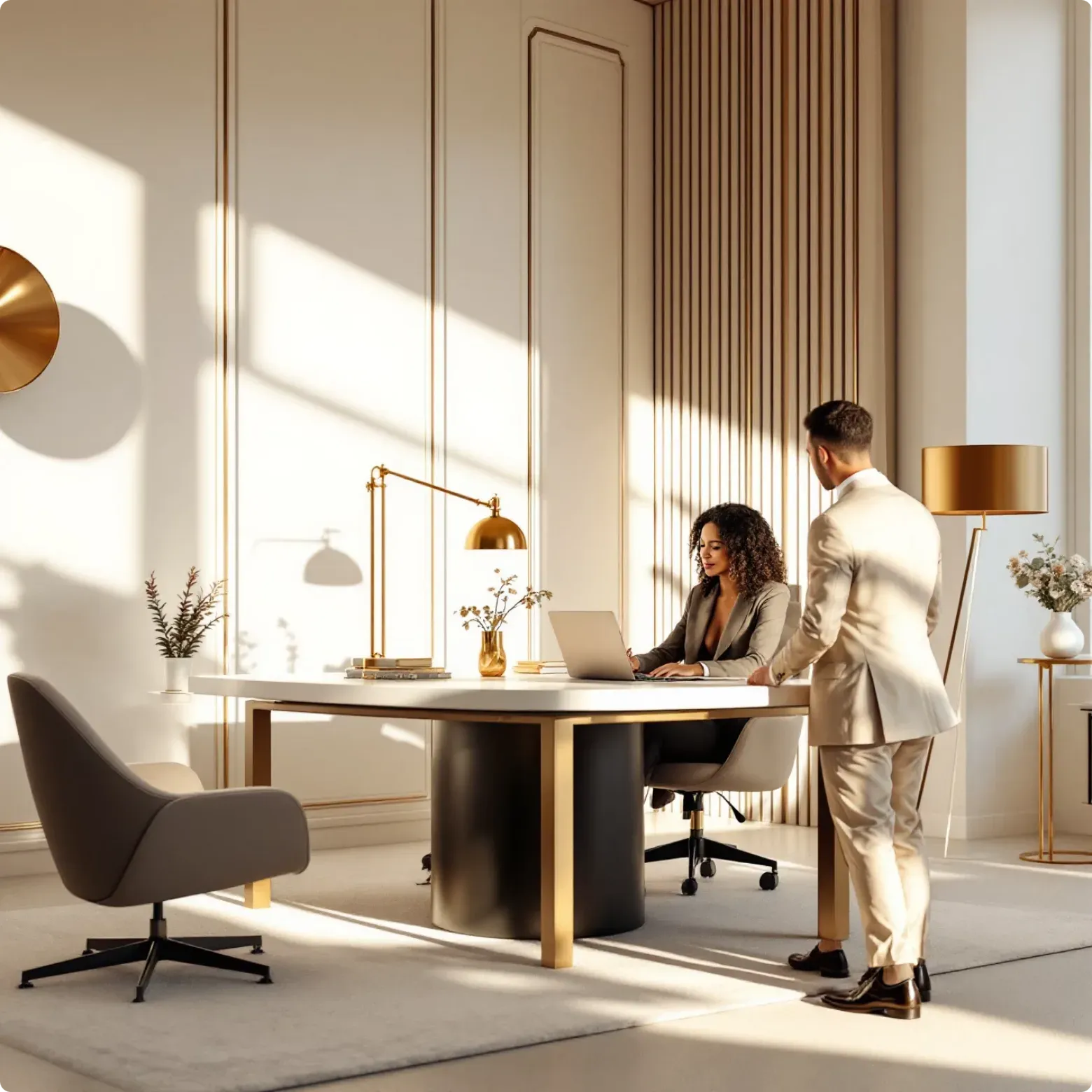 A local business owner and an advisor building a growth system together at a desk