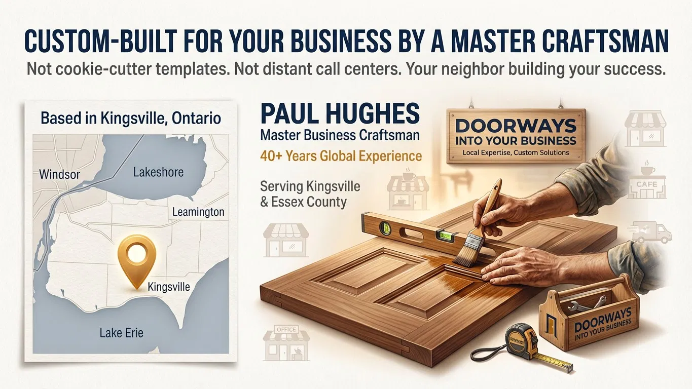 Custom-built Smart Digital Doorways and CRM solutions for small businesses in Kingsville, Ontario and the Windsor-Essex region by Doorways Into Your Business