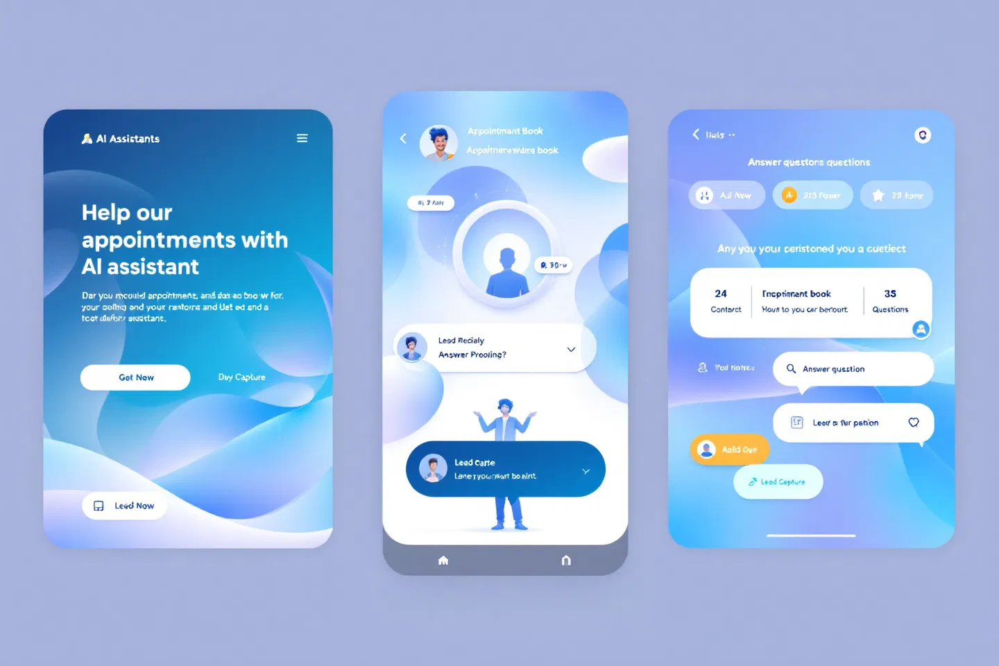 AI powered assistant mockup for managing appointments and capturing leads on mobile