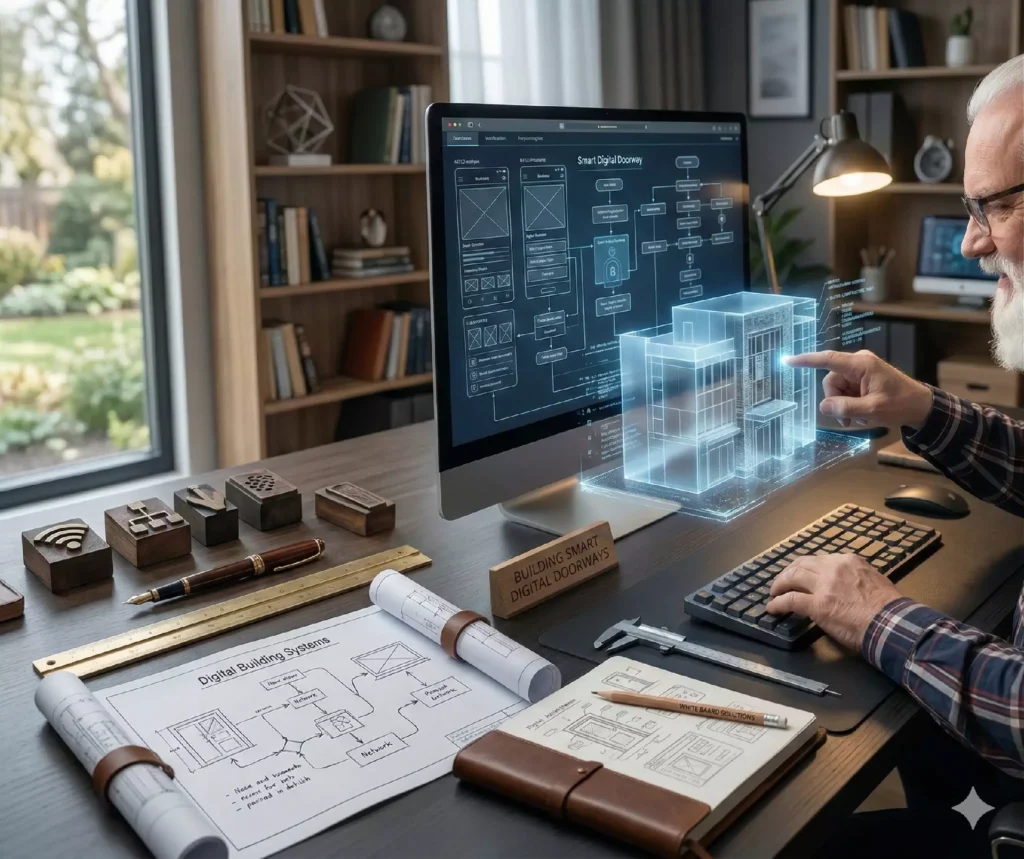 Paul Hughes at his desk